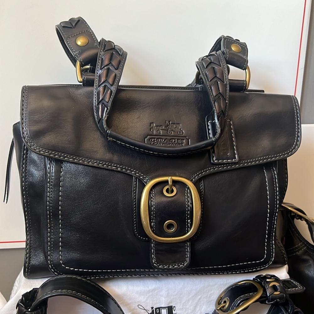 Coach Bleecker Black Leather Set - Shopper, Convertible Duffle, Demi Bag, Wallet - Picture 2 of 15
